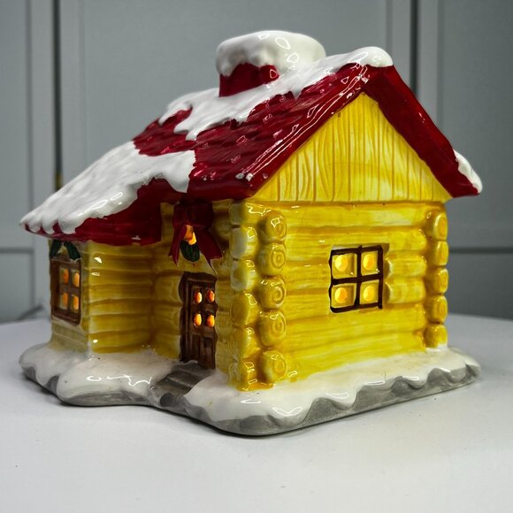Small Log Cabin Christmas Village Lighted Building (No Box) - Picture 4 of 12